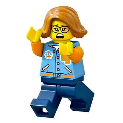 LEGO Minifigure - Paola, Sports Jacket with Orange 'NB' and 'SQUIDS' (2019) [HIDDEN SIDE]