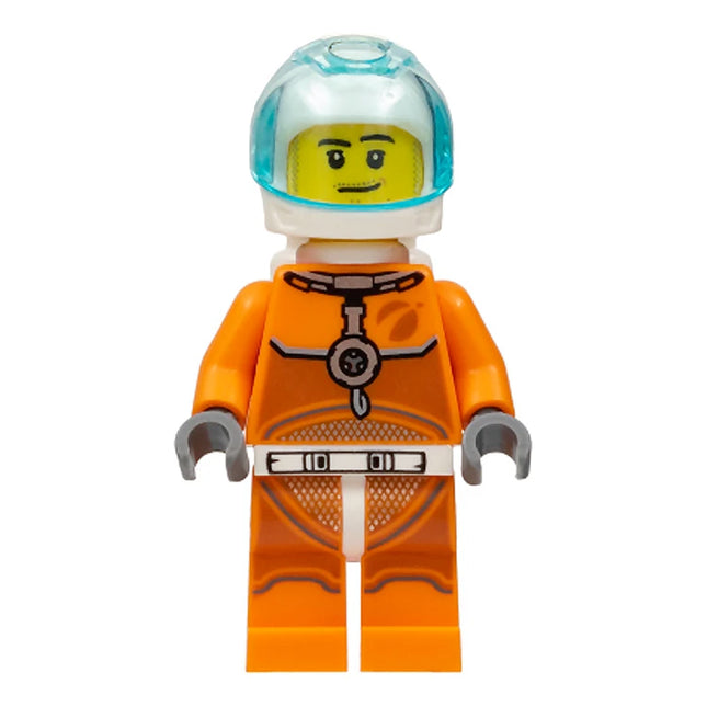 LEGO Minifigure - Male, Astronaut - Orange Spacesuit, Visor, Stubble, Sideburns (2019) [CITY]