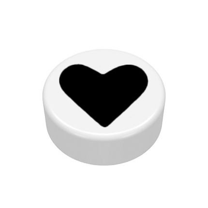 LEGO Minifigure Accessory - Tile, Heart, Black, White Tile [98138pb362]