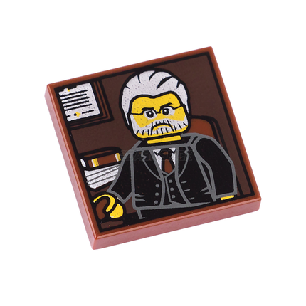 LEGO Minifigure Accessory - Tile, Portrait of Male Minifigure with Gray Hair, Beard and Black Suit [3068bpb0699] 6142949