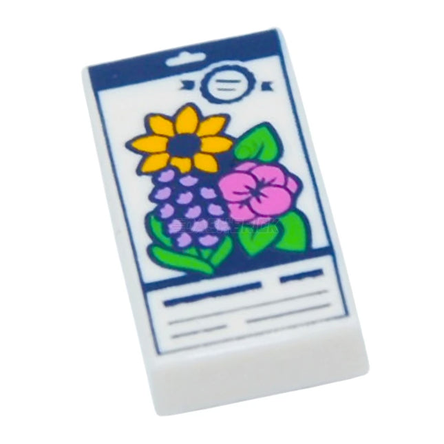 LEGO Minifigure Accessory - Tile, Seed Packet, Flowers, Green Leaves (1 x 2 Tile) [3069pb1326] 6520142
