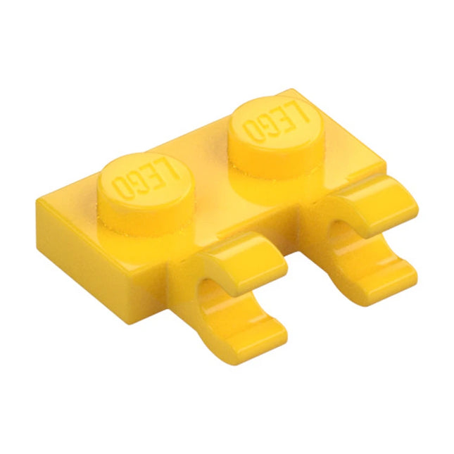 LEGO Plate, Modified 1 x 2 with 2 Open O Clips (Horizontal Grip), Yellow [60470b] 6337231