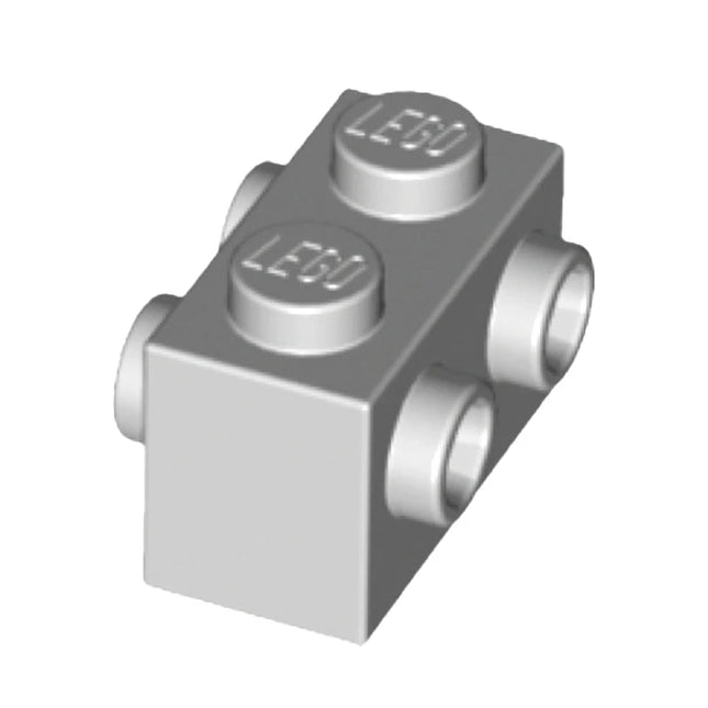 LEGO Brick, Modified 1 x 2 with Studs on Sides, Light Grey [52107] 4657459