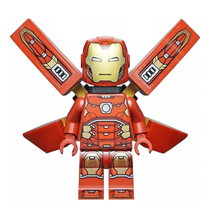 LEGO Minifigure - Iron Man, Silver Hexagon on Chest, Wings (2020) [MARVEL]