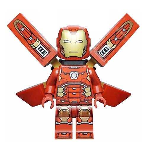 LEGO Minifigure - Iron Man, Silver Hexagon on Chest, Wings (2020) [MARVEL]