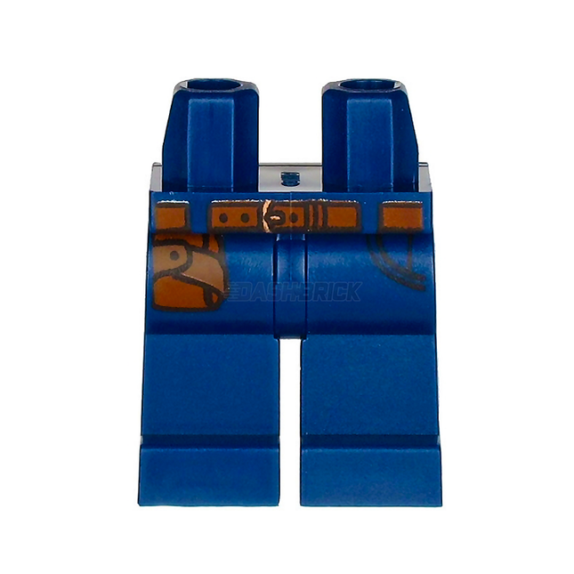 LEGO Minifigure Part - Hips and Legs, Brown Belt, Hip Holster, Dark Blue [970c00pb0821]
