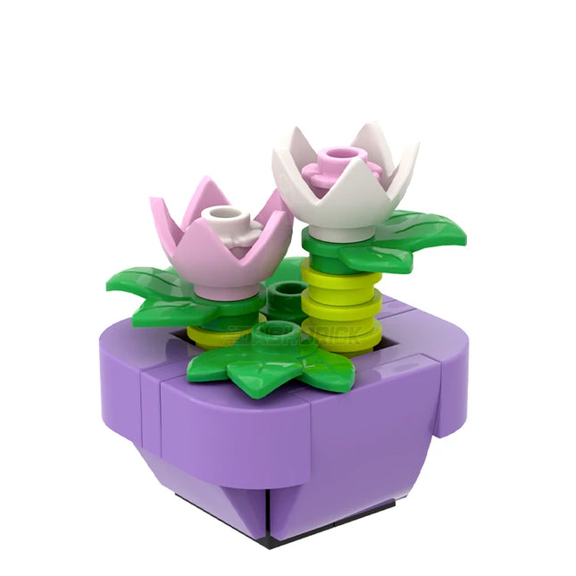 LEGO "Brickanicals #1" Lotus Flowers in Lavender Pot [MiniMOC]