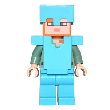 LEGO Minifigure - Alex - Medium Azure Legs, Helmet and Armor (2017) [MINECRAFT]