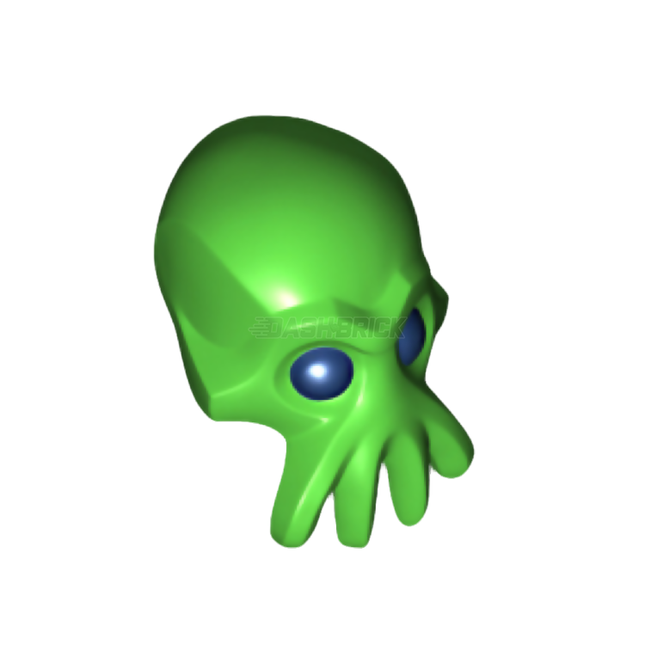 LEGO Minifigure Part - Head, Alien, 4 Mouth Tentacles, Bright Green [18828pb02]