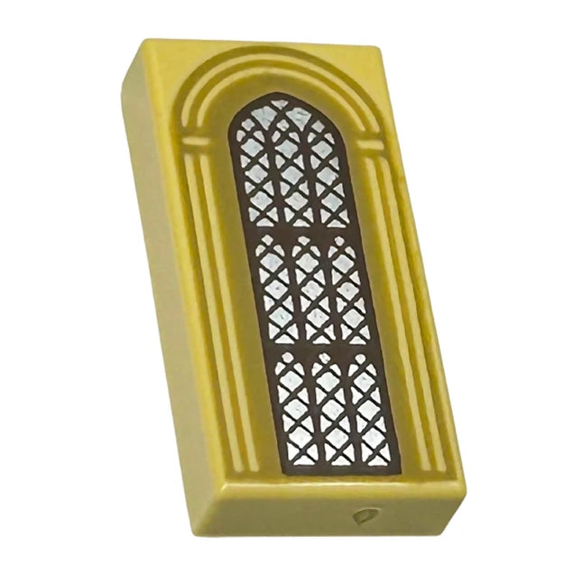 LEGO Minifigure Accessory - Tile, Silver Arched Window, Lattice and Arches (1 x 2 Tile) [3069pb1190]