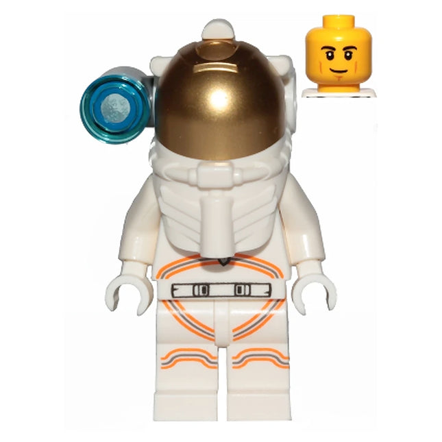 LEGO Minifigure - Astronaut, Male, White Spacesuit with Orange Lines, Side Lamp, Smirk and Cheek Lines (2019) [CITY]