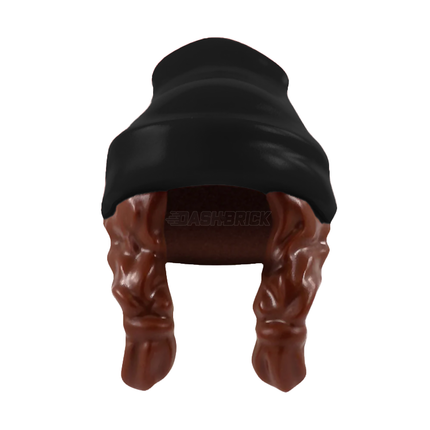 LEGO Minifigure Part - Hair Combo, Beanie, 2 Braids, Black/Reddish Brown [52686pb05] 6393922