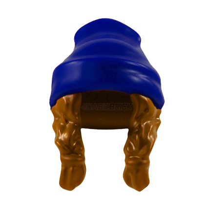 LEGO Minifigure Part - Hair Combo, Beanie, 2 Braids, Dark Blue/Dark Orange [52686pb06] 6443405