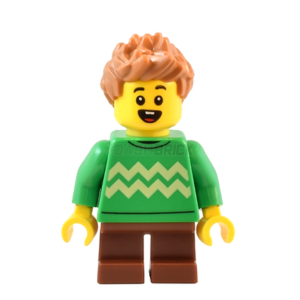 LEGO Minifigure - Child - Boy, Green Sweater, Spiked Hair (2023) [CITY]