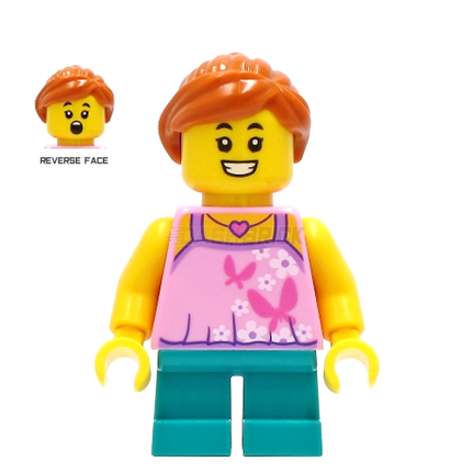 LEGO Minifigure - Girl, Bright Pink Top with Butterflies (2021) [CITY]