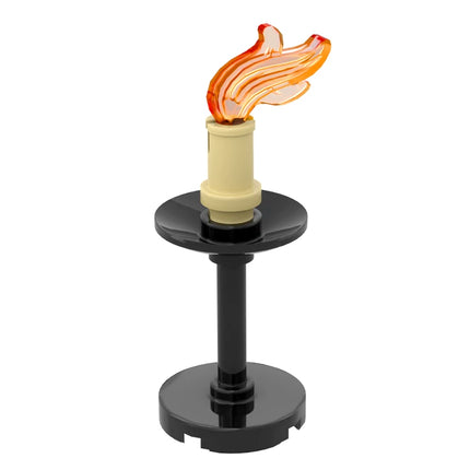 LEGO "Castle Candle" - Medieval, Black Candle Holder with Flame [MiniMOC]