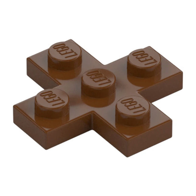LEGO Plate, Modified 3 x 3 Cross, Reddish Brown [15397] 6050918