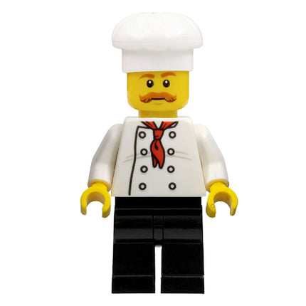 LEGO Minifigure - Male, Chef - White Torso with 8 Buttons, Black Legs, Moustache (2018) [CITY]