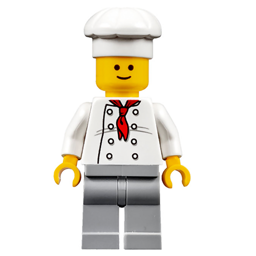 LEGO Minifigure - Baker/Chef - Classic Face, White Torso with Wrinkles, 8 Buttons [CITY]
