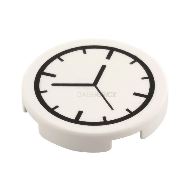 LEGO Minifigure Accessory - Clock, Tile, Round 2 x 2, White [14769pb001]