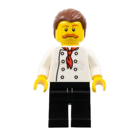 LEGO Minifigure - Male, Pizza Van Chef, Black Legs, Reddish Brown Moustache (2017) [CITY]