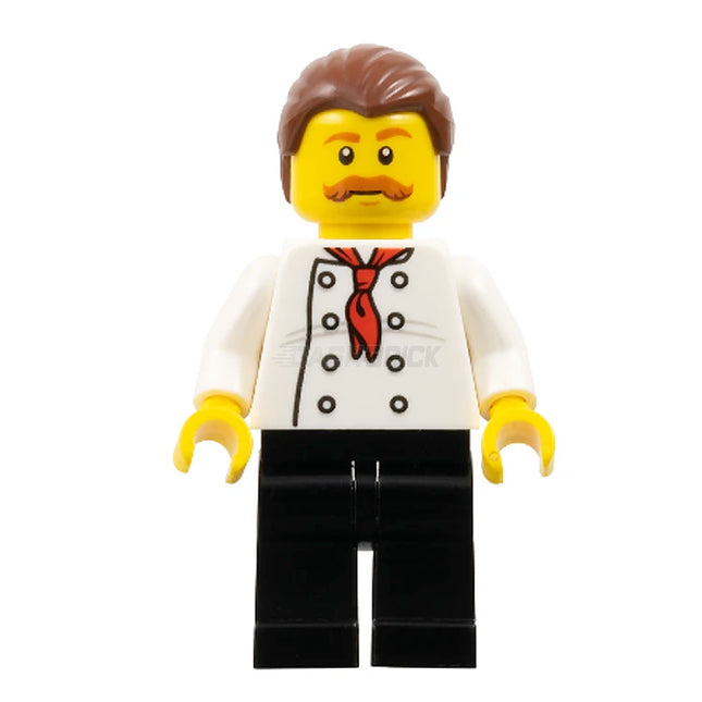LEGO Minifigure - Male, Pizza Van Chef, Black Legs, Reddish Brown Moustache (2017) [CITY]