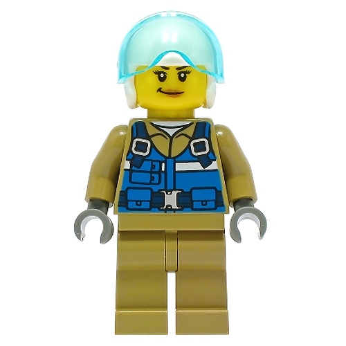 LEGO Minifigure - Wildlife Rescue Pilot, Female, Blue Vest, White Helmet [CITY]