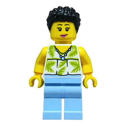 LEGO Minifigure - Female, Tourist, White Sleeveless Top, Black Hair (2026) [CITY]
