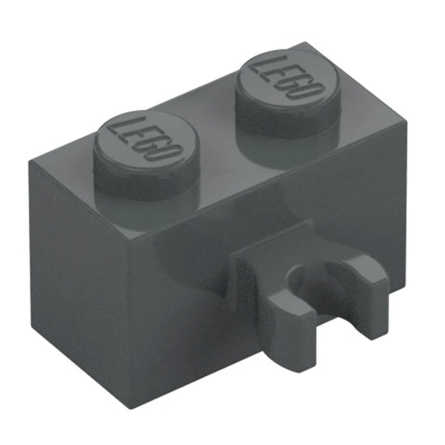 LEGO Brick, Modified 1 x 2, Open O Clip Thick (Vertical Grip), Dark Grey [30237b] 6335306