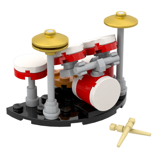 LEGO "Drum Set" - Drums, Cymbals, Drumsticks, Red [MiniMOC]