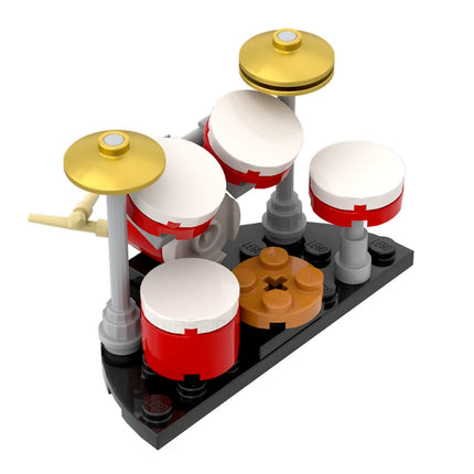 LEGO "Drum Set" - Drums, Cymbals, Drumsticks, Red [MiniMOC]