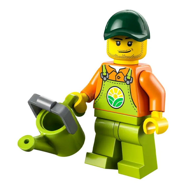 LEGO Minifigure - Male, Farmer, Overalls, Orange Shirt, Watering Can [CITY]