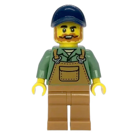 LEGO Minifigure - Male, Farmer, Overalls, Dark Blue Cap, Beard [CITY]