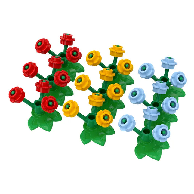 LEGO Flower Sets, Red, Bright Light Orange, Bright Light Blue, 45 Parts [24866, 32607 & 24855]