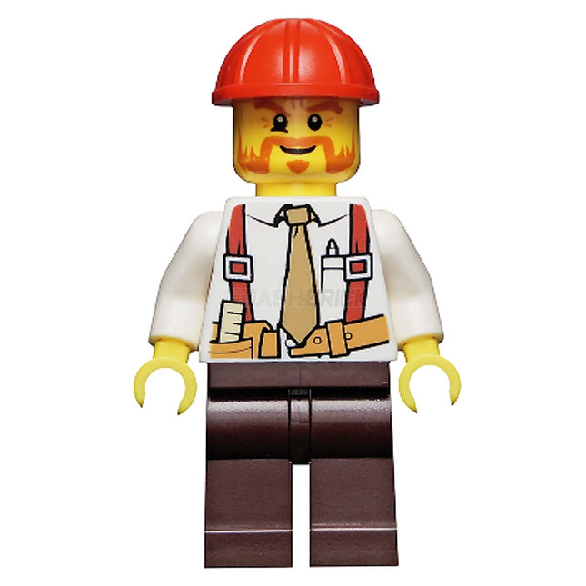 LEGO Minifigure - Construction Foreman - Shirt with Tie and Suspenders, Helmet (2015) [CITY]