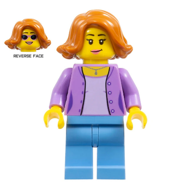 LEGO Minifigure - Female, Jacket, Dark Orange Hair Swept Sideways (2016) [CITY]