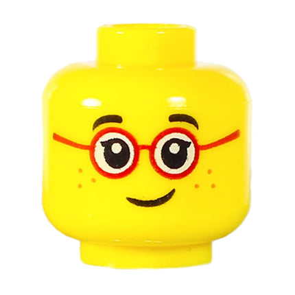 LEGO Minifigure Part - Head, Child, Single Eyelashes, Glasses with Red Round Frames, Freckles [3626pb1565] 6153341