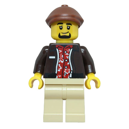 LEGO Minifigure - Male, Taxi Driver, Jacket over Red Hawaiian Shirt, Flat Cap (2026) [CITY]