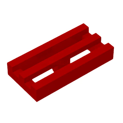 LEGO Tile, Modified 1 x 2 Grille, Bottom Groove/Lip, Red [2412b] 241221