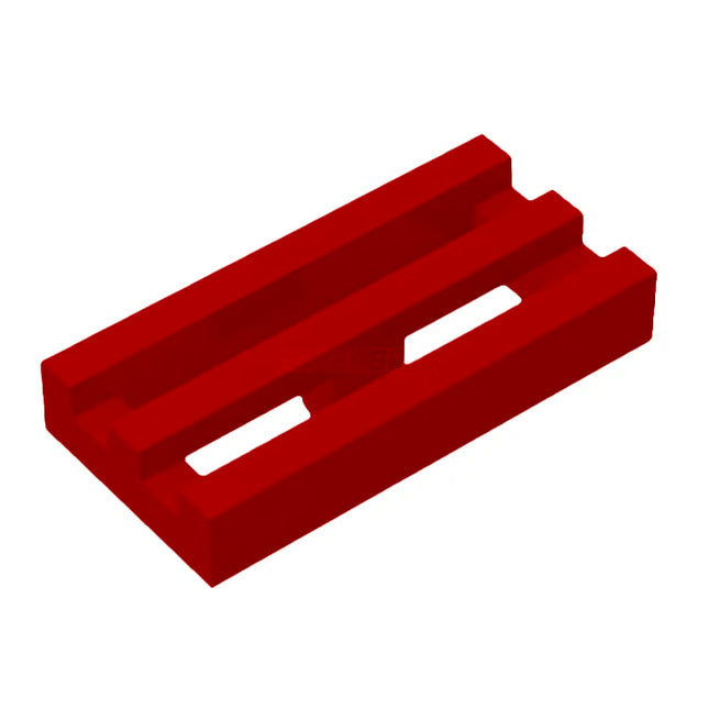 LEGO Tile, Modified 1 x 2 Grille, Bottom Groove/Lip, Red [2412b] 241221