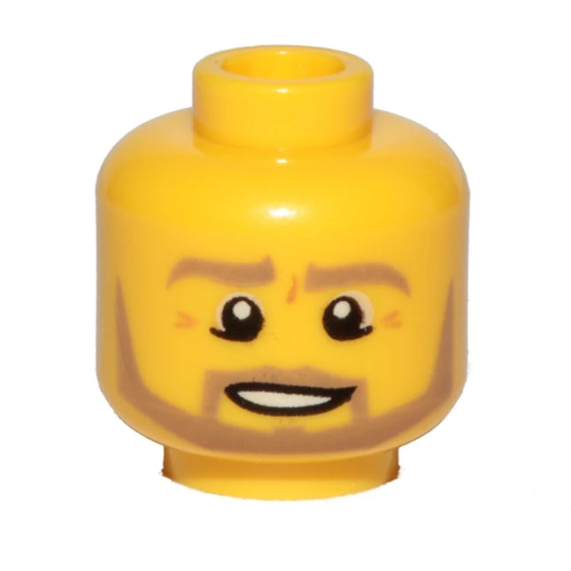 LEGO Minifigure Part - Head, Moustache and Angular Beard, Smile [3626pb0849] 6100249
