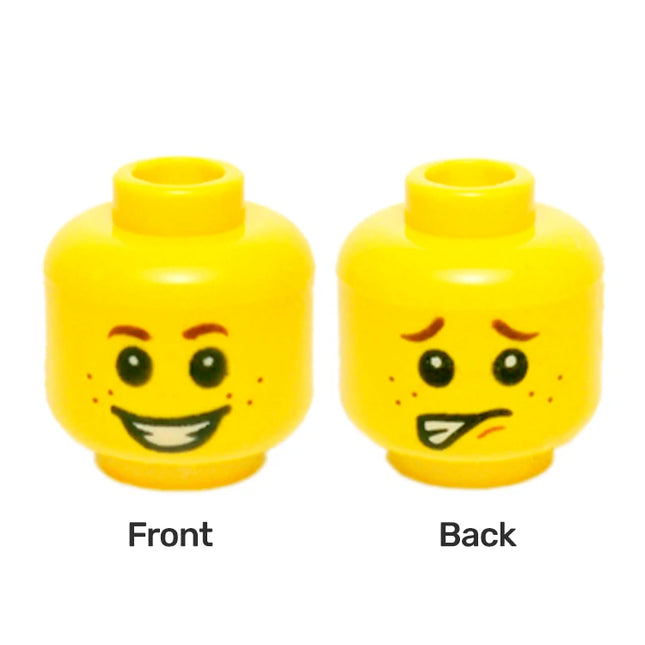 LEGO Minifigure Part - Head, Dual Sided Child, Freckles, Open Mouth Smile/Worried [3626pb1349] 6121896