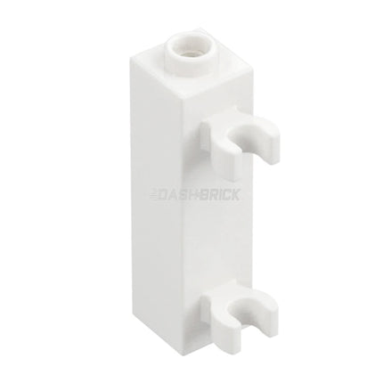 LEGO Brick, Modified 1 x 1 x 3 with 2 Clips (Vertical Grip) - Hollow Stud, White [60583b] 6320355