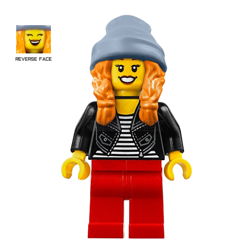 LEGO Minifigure - Beanie Girl, Orange Hair, Black Jacket (2019) [CITY]