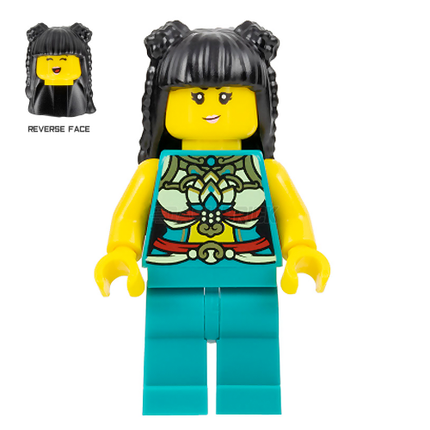 LEGO Minifigure - Female, Musician, Ornate Dark Turquoise Costume, Black Long Hair [CITY]
