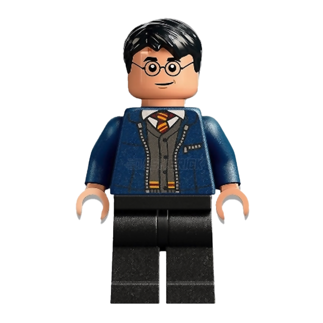 LEGO Minifigure - Harry Potter - Dark Blue Open Jacket over Gryffindor Cardigan Sweater, Black Legs [HARRY POTTER]