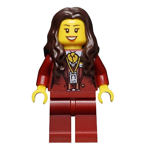 LEGO Minifigure - Female, Train Conductor "Ms. Santos", Long Hair (2019) [HIDDEN SIDE]