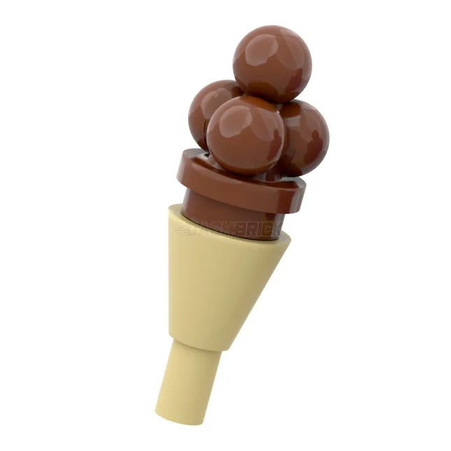 LEGO Minifigure Food - Ice-Cream Cone, Scoops, Reddish Brown [6254 & 11610]