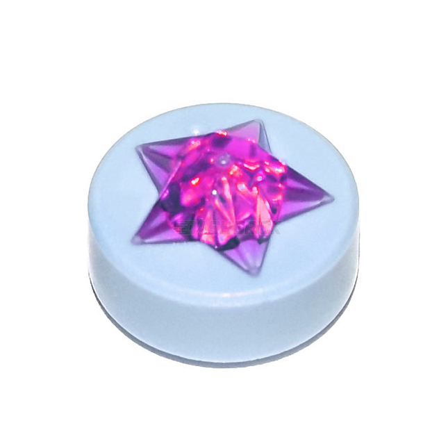 LEGO Minifigure Food - Candy/Sweet/Lolly, Tile, Raised Pink Star, Bright Light Blue [72046pb01]