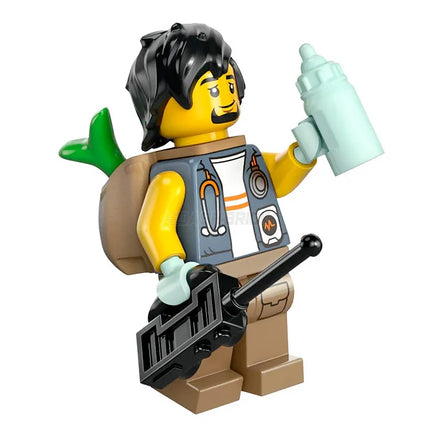 LEGO Minifigure - Male, City Jungle Explorer, Jacket, Stethoscope, Black Hair, Backpack [CITY]